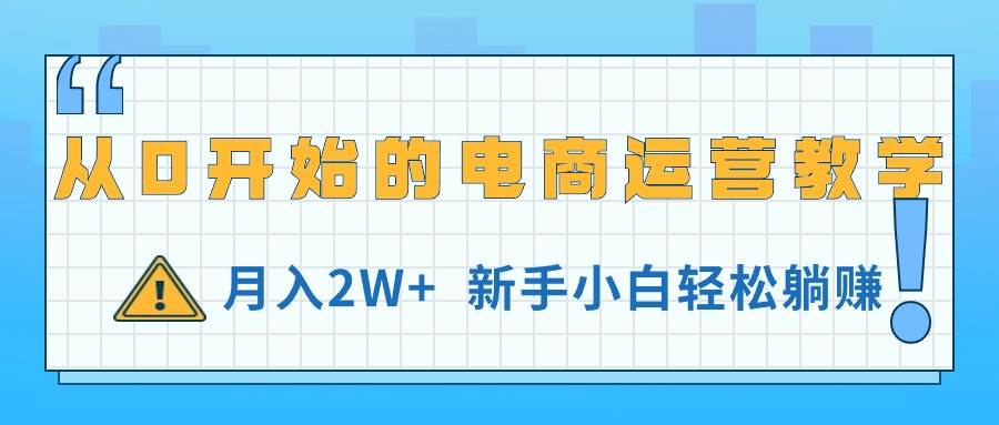 从0开始的电商运营教学，月入2W+，新手小白轻松躺赚-易学副业