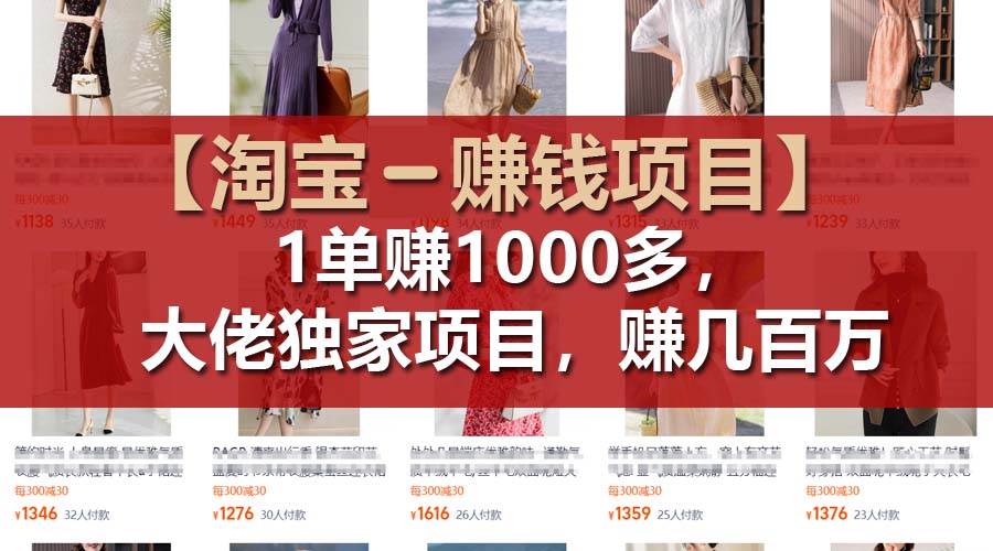 【淘宝赚钱项目】1单可赚1000多，大佬独家项目，年赚几百万-易学副业