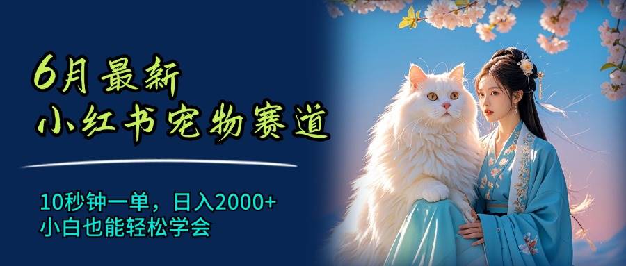 6月最新小红书宠物赛道，10秒钟一单，日入2000+，小白也能轻松学会-易学副业