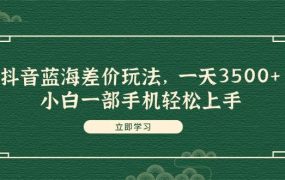 抖音蓝海差价玩法,一天3500+,小白一部手机轻松上手-易学副业