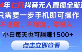 2024年七月抖音无人直播全新玩法,只需一部手机即可操作,小白每天也可...-易学副业