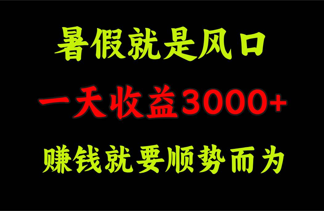 一天收益3000+ 赚钱就是顺势而为，暑假就是风口-易学副业