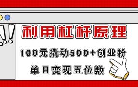 利用杠杆100元撬动500+创业粉,单日变现5位数-易学副业