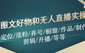 图文好物和无人直播实操:定位/涨粉/养号/橱窗/作品/制作/剪辑/开播/等等-易学副业
