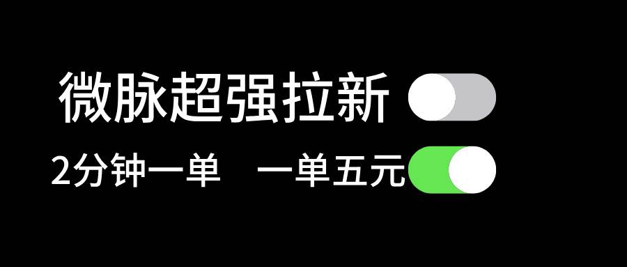 微脉超强拉新， 两分钟1单， 一单利润5块，适合小白-易学副业