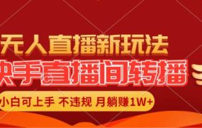 快手直播间转播玩法简单躺赚，真正的全无人直播，小白轻松上手月入1W+-易学副业