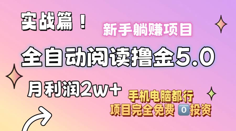 小说全自动阅读撸金5.0 操作简单 可批量操作 零门槛！小白无脑上手月入2w+-易学副业