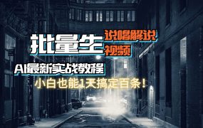 【AI最新实战教程】日入600+,批量生成说唱解说视频,小白也能1天搞定百条-易学副业