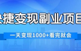 快捷变现的副业项目,一天变现1000+,各平台最火赛道,看完就会-易学副业