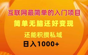 互联网最简单的入门项目：简单无脑变现还能积攒私域一天轻松1000+-易学副业