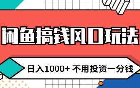 闲鱼搞钱风口玩法 日入1000+ 不用投资一分钱 新手小白轻松上手-易学副业