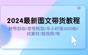 2024最新图文带货教程：新号启动/老号转型/半小时涨3000粉/找素材/剪辑-易学副业