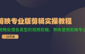 剪映专业版剪辑实操教程:流畅处理各类型的视频剪辑,熟练使用剪映专业版-易学副业