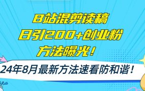 B站混剪读稿日引200+创业粉方法4.0曝光,24年8月最新方法Ai一键操作 速...-易学副业