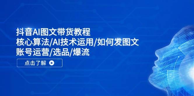抖音AI图文带货教程：核心算法/AI技术运用/如何发图文/账号运营/选品/爆流-易学副业
