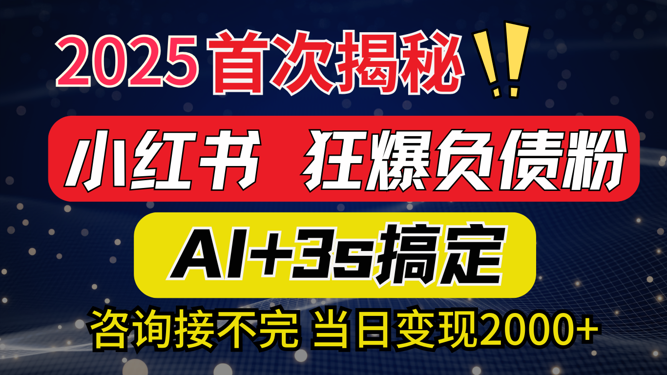 2025引流天花板：最新小红书狂暴负债粉思路，咨询接不断，当日入2000+-易学副业