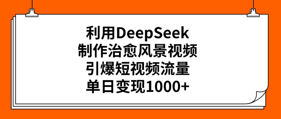 利用DeepSeek制作治愈风景视频，引爆短视频流量，单日变现1000+-易学副业