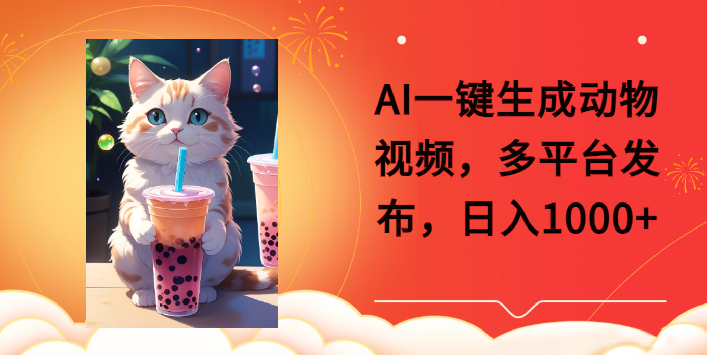 AI一键生成动物搞笑视频，多平台发布，轻松破千万播放，日入2000+-易学副业