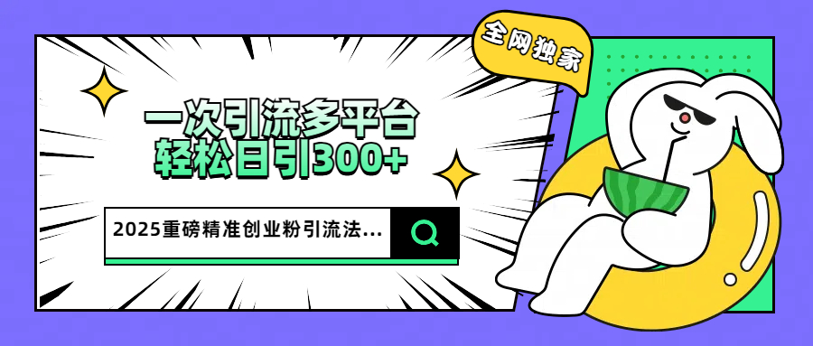 2025重磅全网独家引流法，一次多平台，轻松日引300+精准创业粉-易学副业