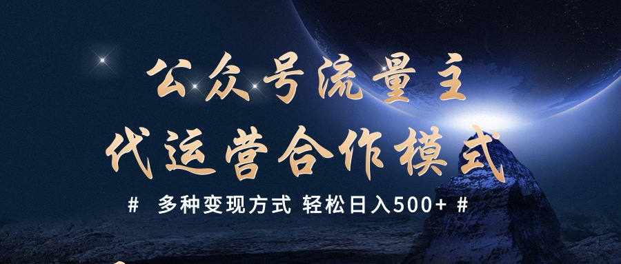 公众号流量主代运营  多种变现方式 轻松日入500+-易学副业