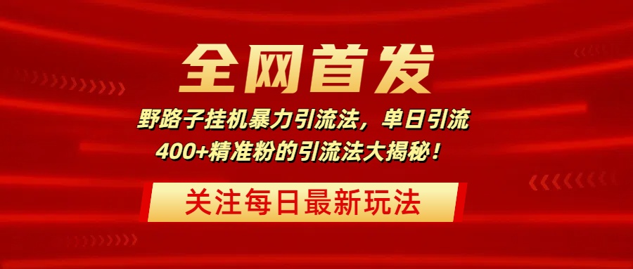 全网首发，野路子挂机暴力引流法，单日引流400+精准粉的引流法大揭秘！-易学副业