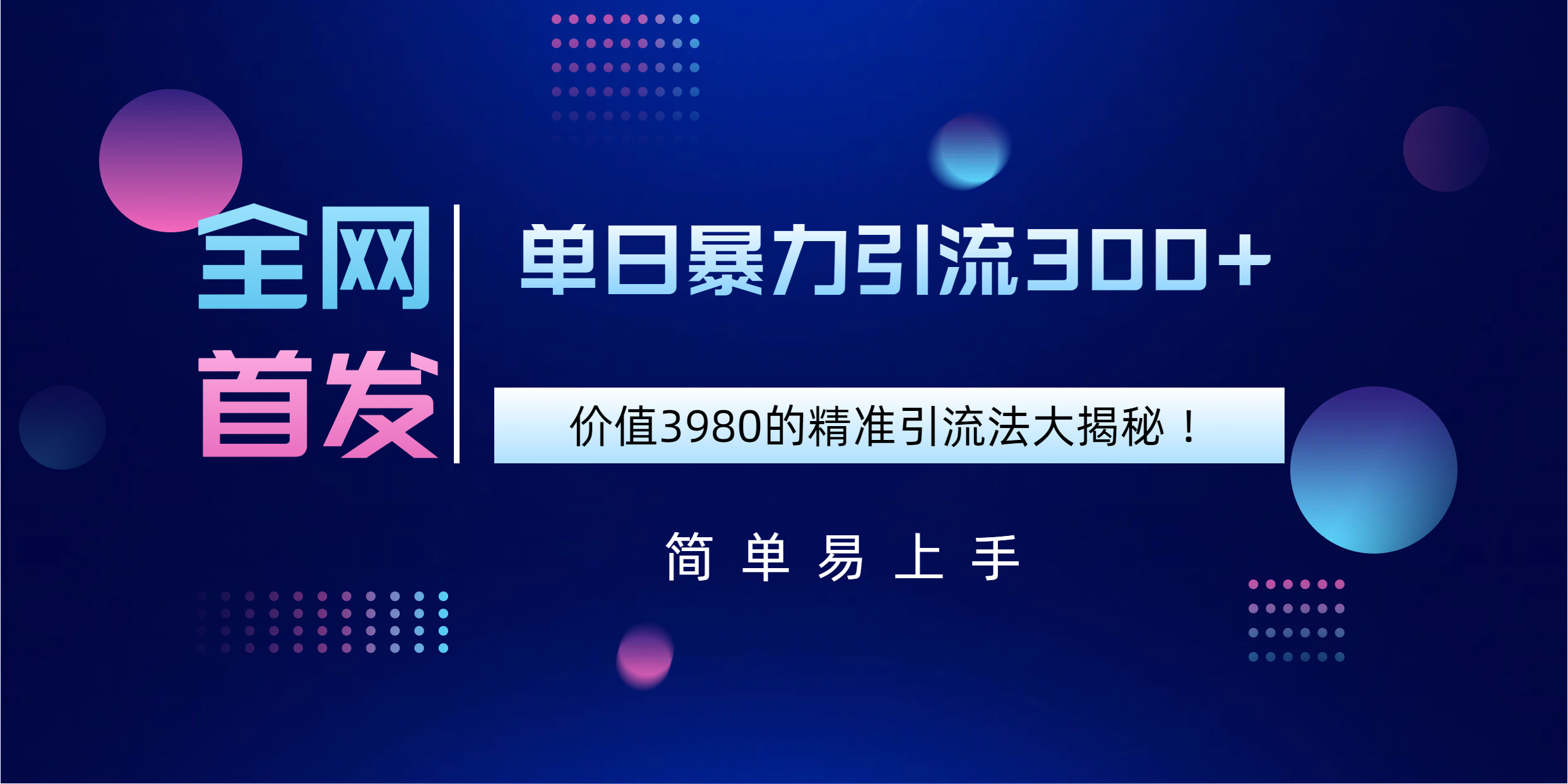 全网首发，价值3980单日暴力引流300+的精准引流法大揭秘！-易学副业