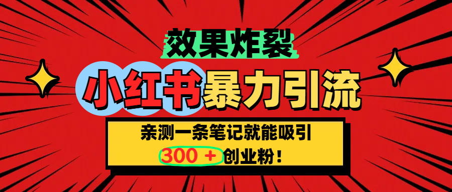 小红书炸裂玩法，亲测一条笔记就能吸引300+精准创业粉！-易学副业
