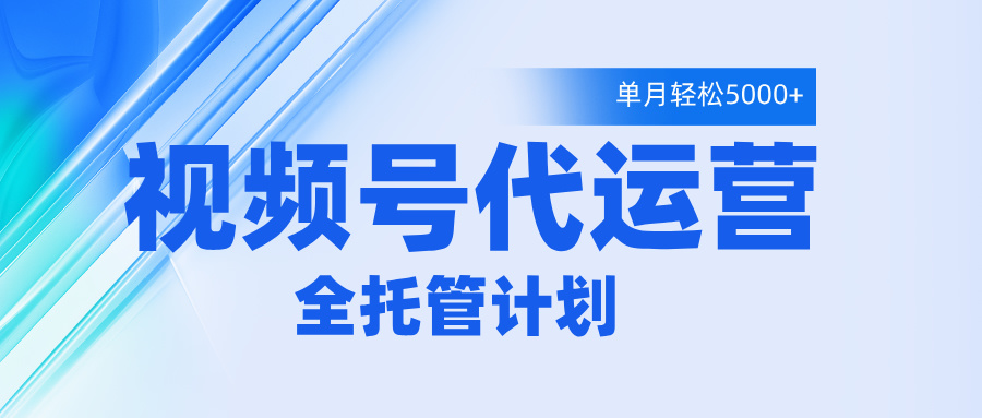视频号代运营2.0，全程托管招募，单月轻松变现5000+-易学副业