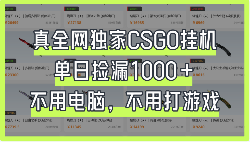 真全网独家CSGO挂机，单日捡漏1000+-易学副业