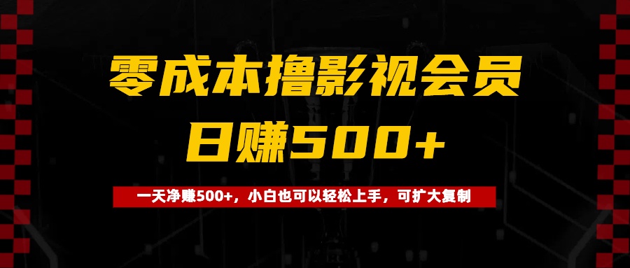 0成本撸影视会员，一天净赚500+，小白也可以轻松上手，可扩大复制-易学副业
