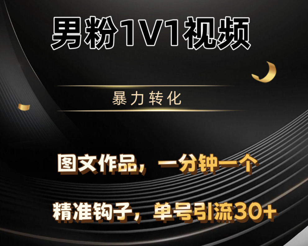 男粉1V1视频，硬改摄像头，高客单暴力转化，单日600+-易学副业