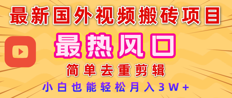 2025最新热门风口，国外视频搬砖项目，简单去重剪辑，小白也能轻松月入3W+-易学副业