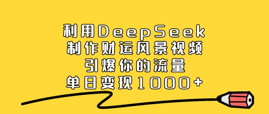 利用DeepSeek制作财运风景视频，单日变现1000+，引爆你的流量-易学副业