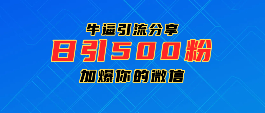 超牛逼引流分享，日引300-500粉，加爆你的微信-易学副业