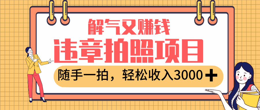 最新违章拍照赚钱，解气又赚钱的项目，随手一拍，轻松收入3000+-易学副业