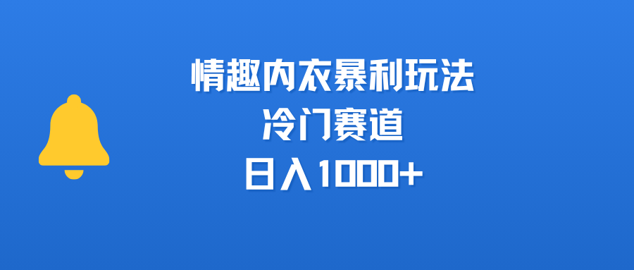 情趣内衣暴利玩法，冷门赛道，日入1000+-易学副业