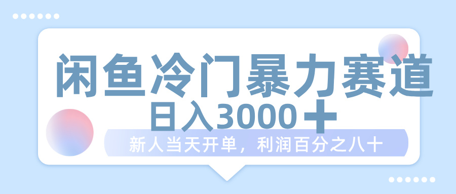 闲鱼冷门暴力赛道，一单 80%利润，新人轻松日入 1000+-易学副业