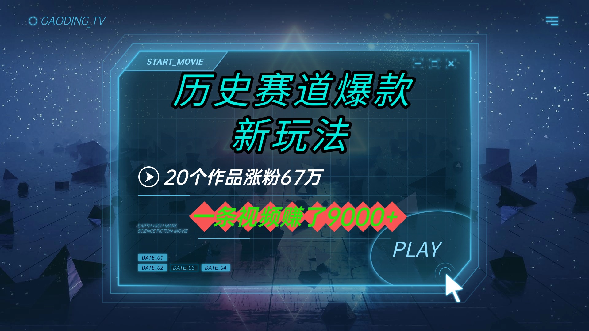20个作品涨粉67万，一条视频赚了9000+，历史赛道爆款新玩法-易学副业
