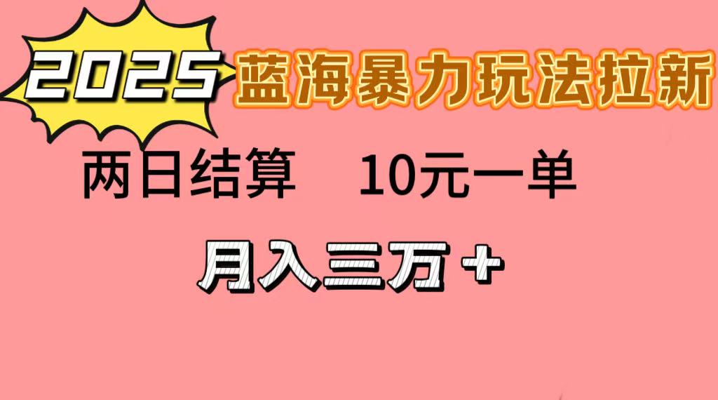 蓝海暴力拉新项目，10元一单，两日结算，月入3w➕-易学副业