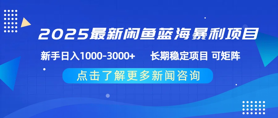 2025最新闲鱼蓝海暴利项目 ，新手日入1000-3000+ 长期稳定项目 可矩阵-易学副业