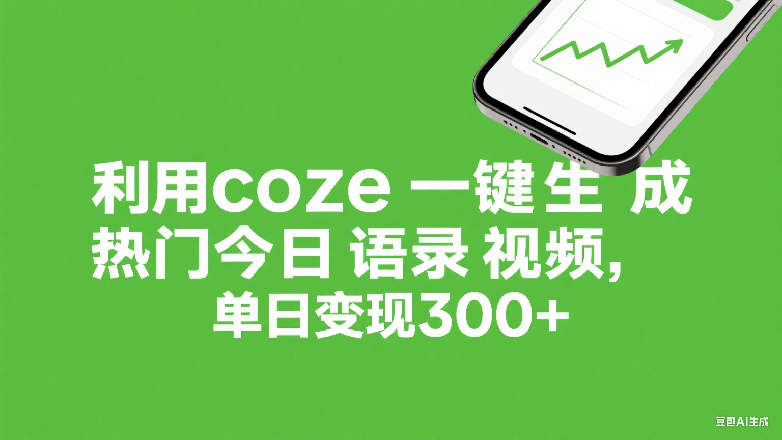 利用coze一键生成热门今日语录视频，单日变现300+-易学副业