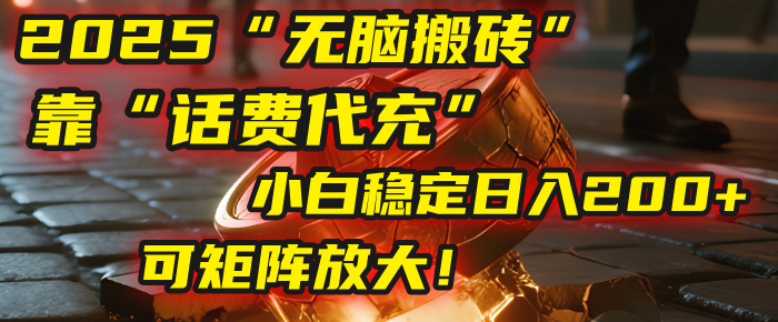 无脑搬砖项目：靠“话费代充”，小白稳定日入200+，可矩阵放大！-易学副业