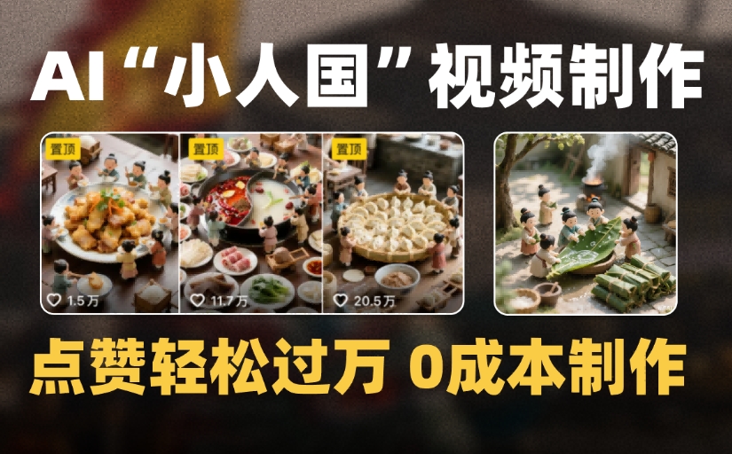 爆款1000W+微缩景观迷你小人国AI视频，0成本制作全流程教学-易学副业