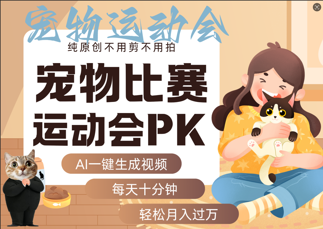 AI萌宠运动员跳水 射击  篮球  足球比赛   每天十分钟 附详细提示词文案库  代替做素材 卖提示词 卖虚拟资料  卖宠物产品 做宠物私人定制产品  带徒弟 带陪跑 卖课  创作者分成 月入5W+-易学副业