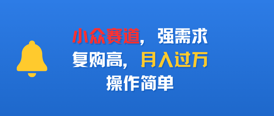 小众赛道，强需求，复购高，月入过万，操作简单-易学副业