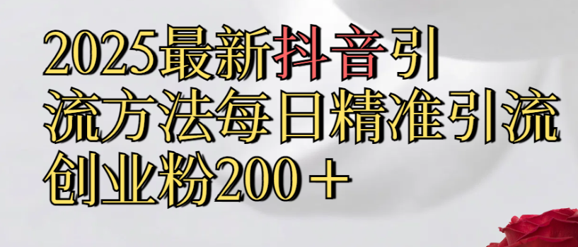 2025最新抖音引流,方法每日精准引流创业粉300+-易学副业