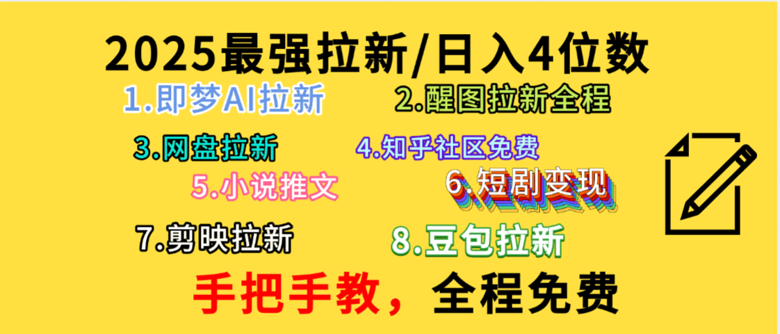 全程免费,手把手教,日入4位数的拉新项目,教会你免费使用各种AI软件,并且持续更新市面上最新的项目哦!-易学副业