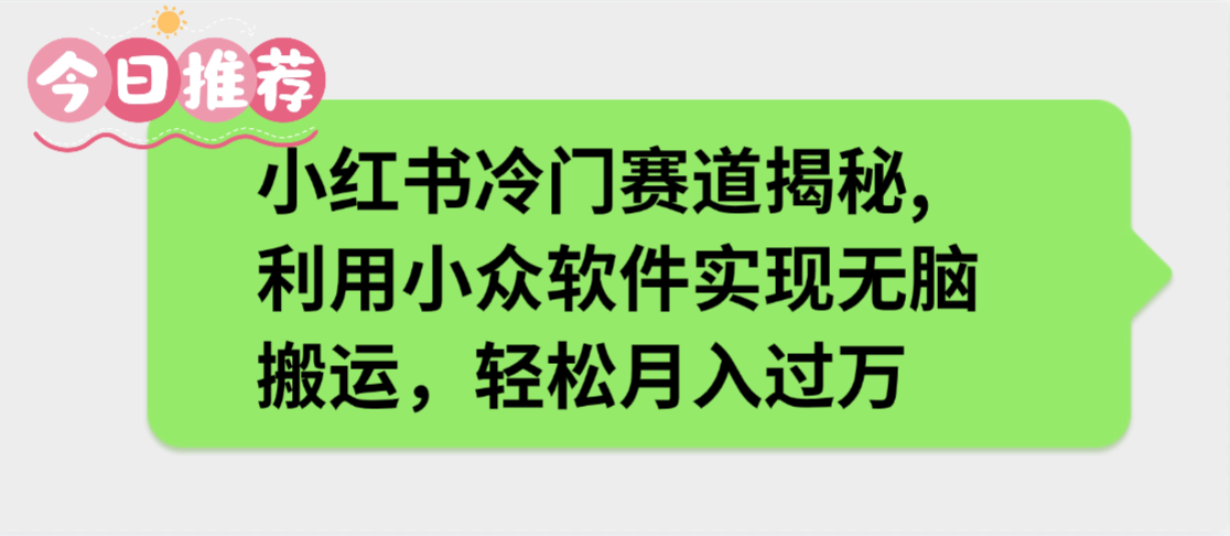 小红书冷门赛道揭秘,利用小众软件实现无脑搬运,轻松月入过万-易学副业