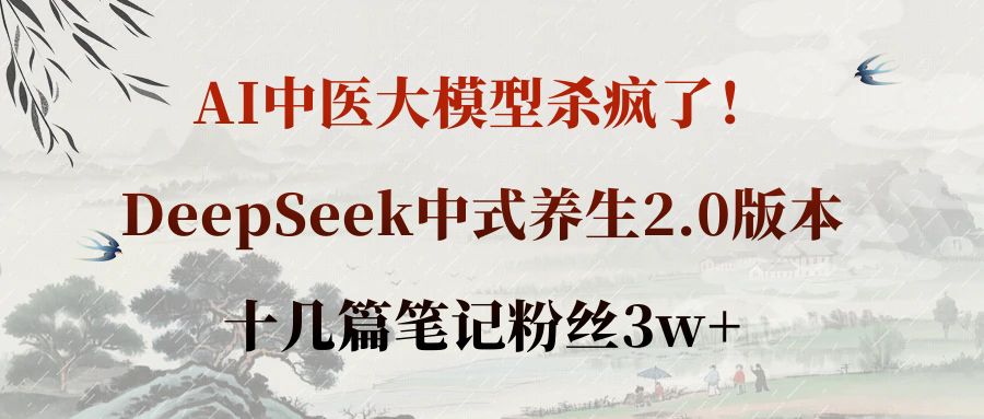 AI中医大模型杀疯了!DeepSeek中式养生2.0版本,十几篇笔记粉丝3w+-易学副业