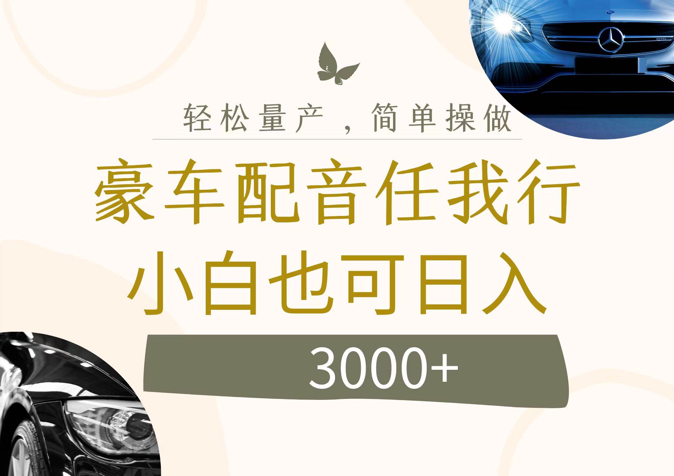 不为人知的暴力小项目，豪车配音，日入3000+-易学副业